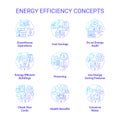 Energy efficiency blue gradient concept icons set Royalty Free Stock Photo