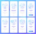 Energy efficiency blue gradient onboarding mobile app screen set