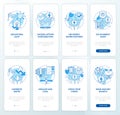 Energy efficiency blue onboarding mobile app screen set