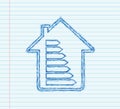 Energy efficiency chart and house concept. Home icon vector. Solar power. Green home. sketch icon. Vector stock Royalty Free Stock Photo