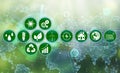 Energy efficiency concept. Different icons on background Royalty Free Stock Photo