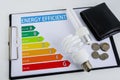 Energy efficiency concept with energy rating chart Royalty Free Stock Photo