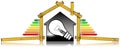 Energy Efficiency - Model House and Light Bulb Royalty Free Stock Photo