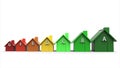 Multi-Colored Houses Energy Efficiency Directive Concept - Green Energy and Ecology - 3D Illustration