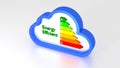 Energy efficiency graph inside of a blue cloud symbol