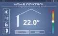 Energy efficiency home control system. Application displaying temperature and other settings