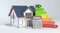 Energy Efficiency - House No.9 and calculator Royalty Free Stock Photo