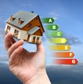 Energy efficiency label for house / heating and emoney savings - Royalty Free Stock Photo