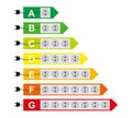 Energy efficiency labels with sockets - cdr format Royalty Free Stock Photo