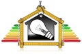 Energy Efficiency - Model House and Light Bulb Royalty Free Stock Photo