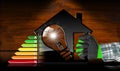 Energy Efficiency - Model House and Light Bulb Royalty Free Stock Photo