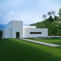 Energy efficient concrete modern house on the hill