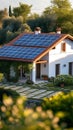 Energy efficient home House features bituminous tile roof, highlighting renewable energy Royalty Free Stock Photo