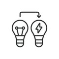 3Energy efficient lamp, in line design. Energy, Efficient, Lamp, Light, Bulb, Illuminate, Lighting on white background