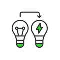 3Energy efficient lamp, in line design, green. Energy, Efficient, Lamp, Light, Bulb, Illuminate, Lighting on white