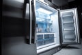 energy-efficient refrigerator, with cool air circulating and ice cubes clinking