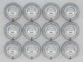 Energy efficient smart electric meters in a row. 3D illustration Royalty Free Stock Photo