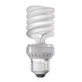 Energy-efficient spiral lightbulb on white background Royalty Free Stock Photo