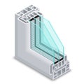 Energy efficient window cross section vector illustration
