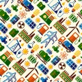 Energy, electricity and power seamless vector background. Flat style energy seamless pattern. Royalty Free Stock Photo