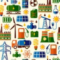 Energy, electricity, power seamless vector background. Royalty Free Stock Photo