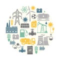 Energy, electricity, power vector round shape background. Royalty Free Stock Photo