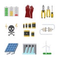 Energy electricity vector power icons battery illustration industrial electrician voltage electricity factory safety