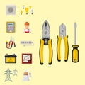 Energy electricity vector power icons battery illustration industrial electrician voltage electricity factory safety