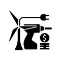 Energy equipment installation price black glyph icon