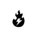 Energy Fat Burn, Kcal Fire, Kilocalorie Hot Flame. Flat Vector Icon illustration. Simple black symbol on white Royalty Free Stock Photo