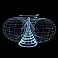 Energy field illustration 3d render man woman inside spiral x-ray Royalty Free Stock Photo