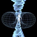 Energy field illustration 3d render man woman inside spiral x-ray Royalty Free Stock Photo