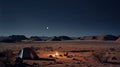 Energy-filled Night Scene: Distant Stars And Desert Tent Royalty Free Stock Photo