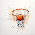 Energy-filled Watercolor Illustration Of Basketball Rebound Royalty Free Stock Photo