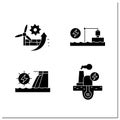 Energy glyph icons set