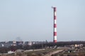 Europe industrial landscape with air smoke tower Royalty Free Stock Photo