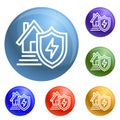 Energy house protect icons set vector Royalty Free Stock Photo
