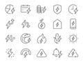 Energy icon set. It included electric, power, charge, and more icons.