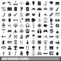 100 energy icons set, simple style Royalty Free Stock Photo