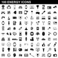 100 energy icons set, simple style Royalty Free Stock Photo