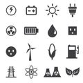 Energy Icons Set, vector illustion flat design style. Royalty Free Stock Photo