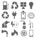 Energy icons set on white Royalty Free Stock Photo
