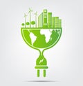 Energy ideas save the world concept Power plug green ecology,Vector Illustration Royalty Free Stock Photo