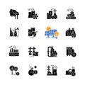 Energy industry black glyph icons set on white space Royalty Free Stock Photo