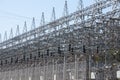 Energy industry electric grid transformer station Royalty Free Stock Photo