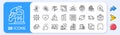 Energy inflation, Inventory and Buildings line icons. For web app, printing. App line icons. Vector