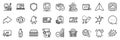 Energy inflation, Water bottle and Security statistics line icons pack. For web app. App line icons. Vector