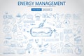 Energy management with Doodle design style :power savings Royalty Free Stock Photo