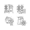 Energy manufacturing linear icons set Royalty Free Stock Photo