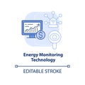 Energy monitoring technology blue light concept icon